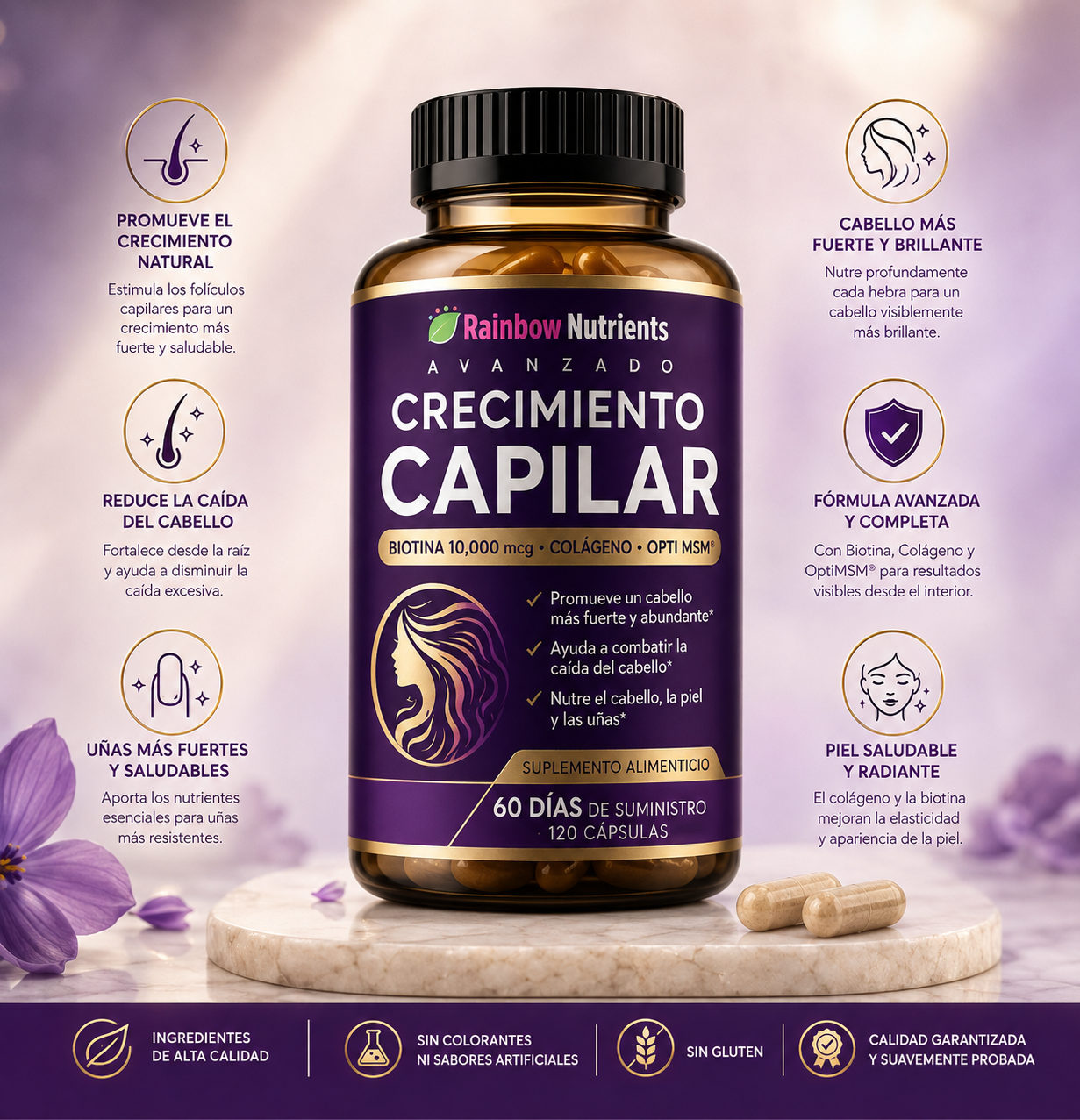 Hair Growth — Vitaminas para Crecimiento Capilar con Biotina y Colágeno