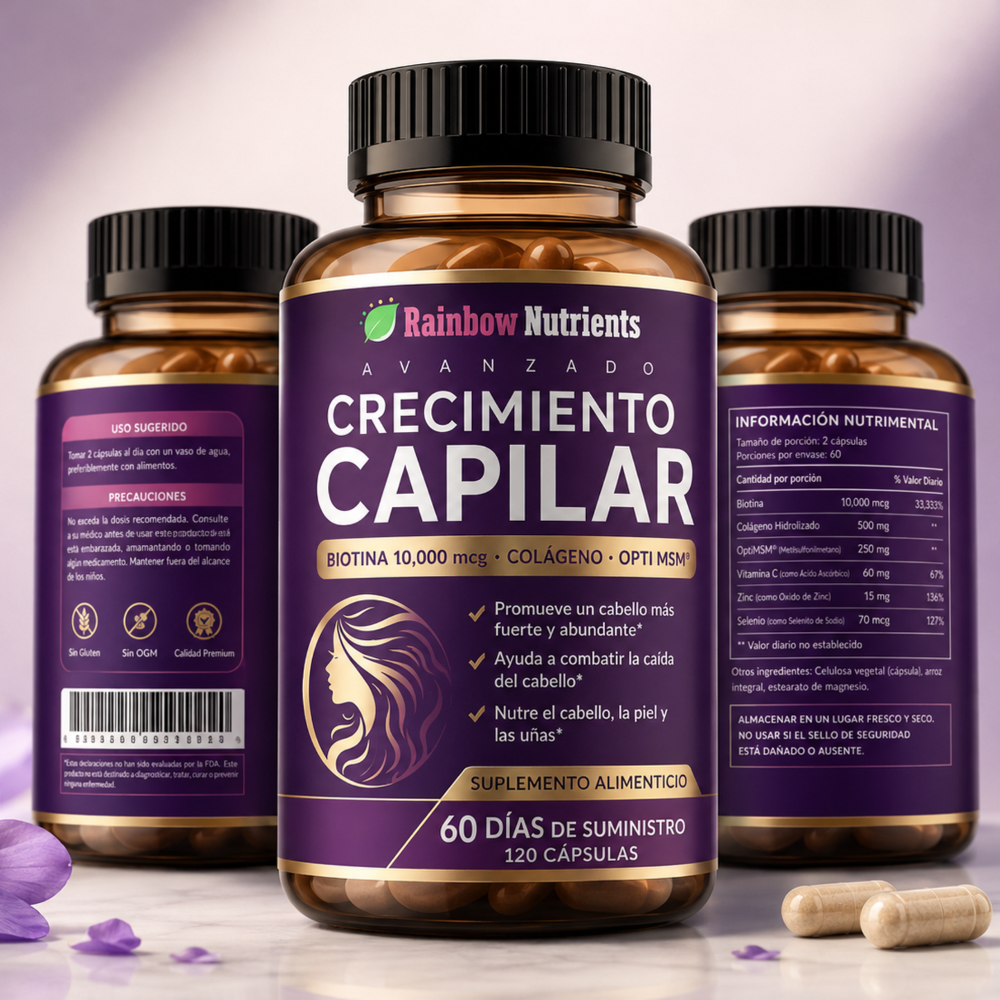 Hair Growth — Vitaminas para Crecimiento Capilar con Biotina y Colágeno